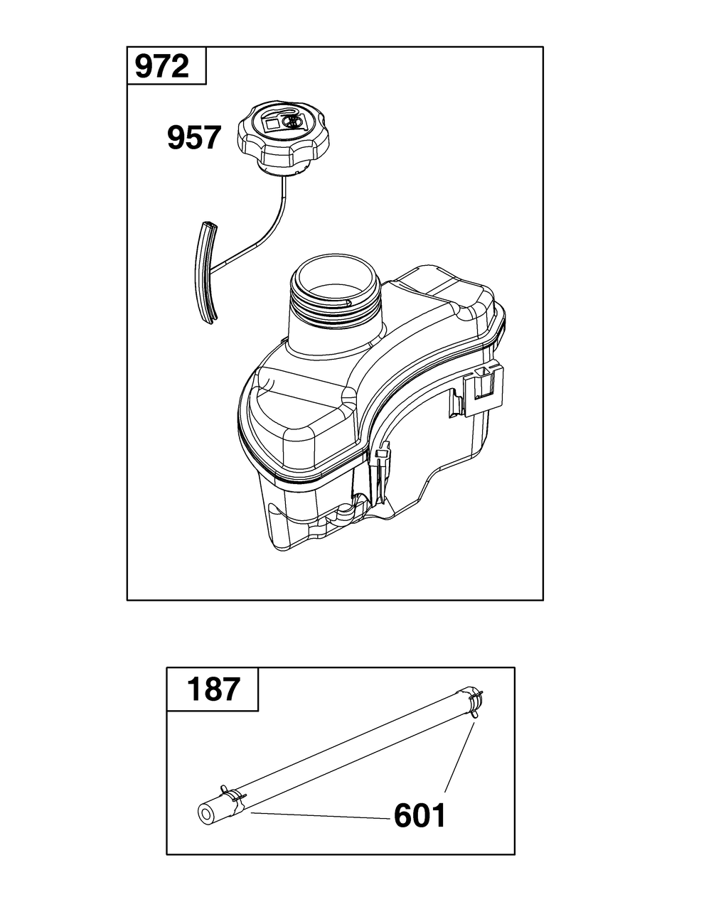 Fuel Supply Group Diagram and Parts List for 125P02-0026-H5 100000 - 19Z999 Briggs and Stratton Engine